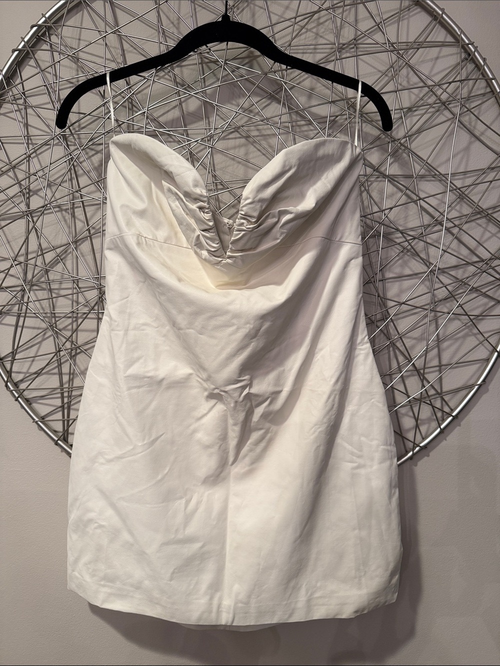 FAUX LEATHER WHITE MINI DRESS COTTON CANDY LA SIZE LARGE